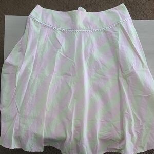 Pink and Green Striped Women's Skirt